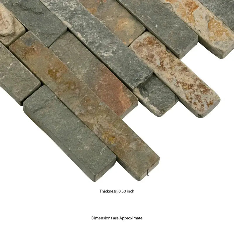 Rustique Interlocking 8.25 In. X 19 In. Natural Stone Mosaic Tile
