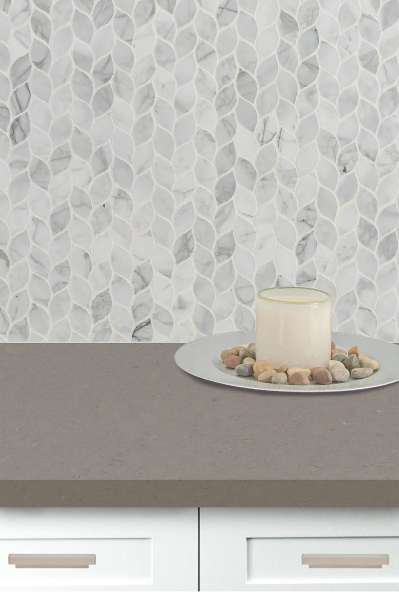 Calacatta Blanco Pattern Polished Marble Mosaic Tile