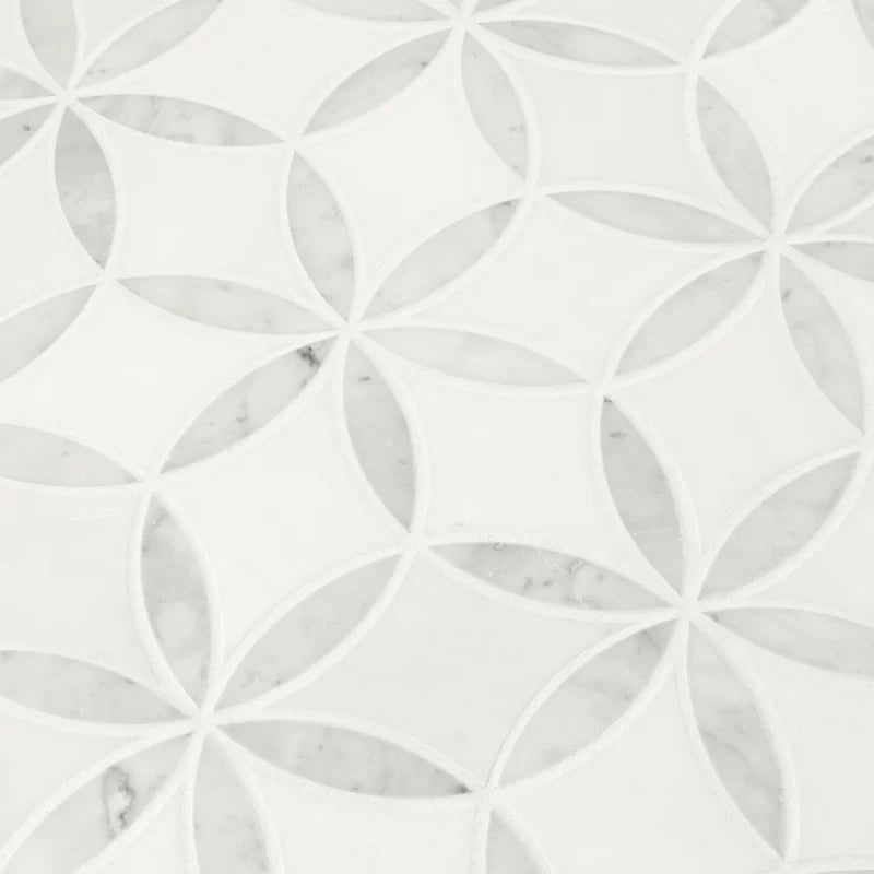 La Fleur 8.9" X 9.92" Polished Marble Mesh-Mounted Mosaic Tile