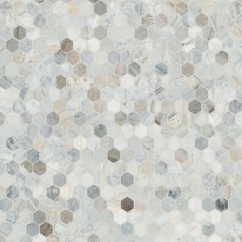 Capri Blue 12" X 11.75" Hexagon Honed Marble Mosaic Tile