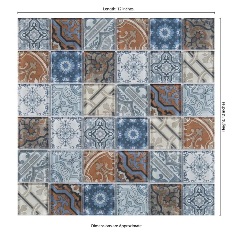 Pasadena 12" X 12" Glass Mosaic Wall Tile