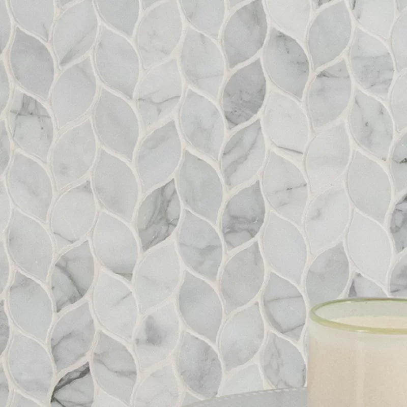 Calacatta Blanco Pattern Polished Marble Mosaic Tile