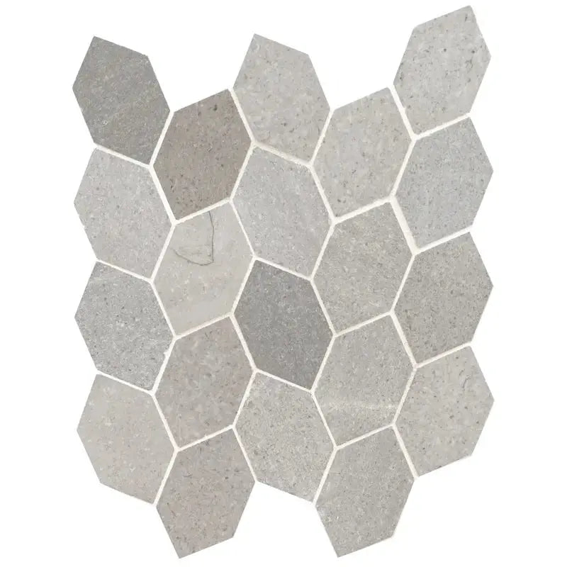 Lilly Pad 11.15" X 12.60" Honed Limestone Mesh-Mounted Mosaic Floor and Wall Tile