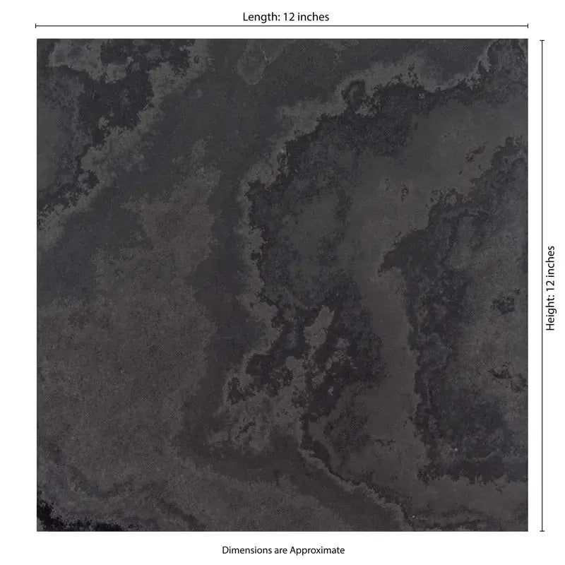 Montauk Black Honed 12" X 12" Slate Floor and Wall Tile