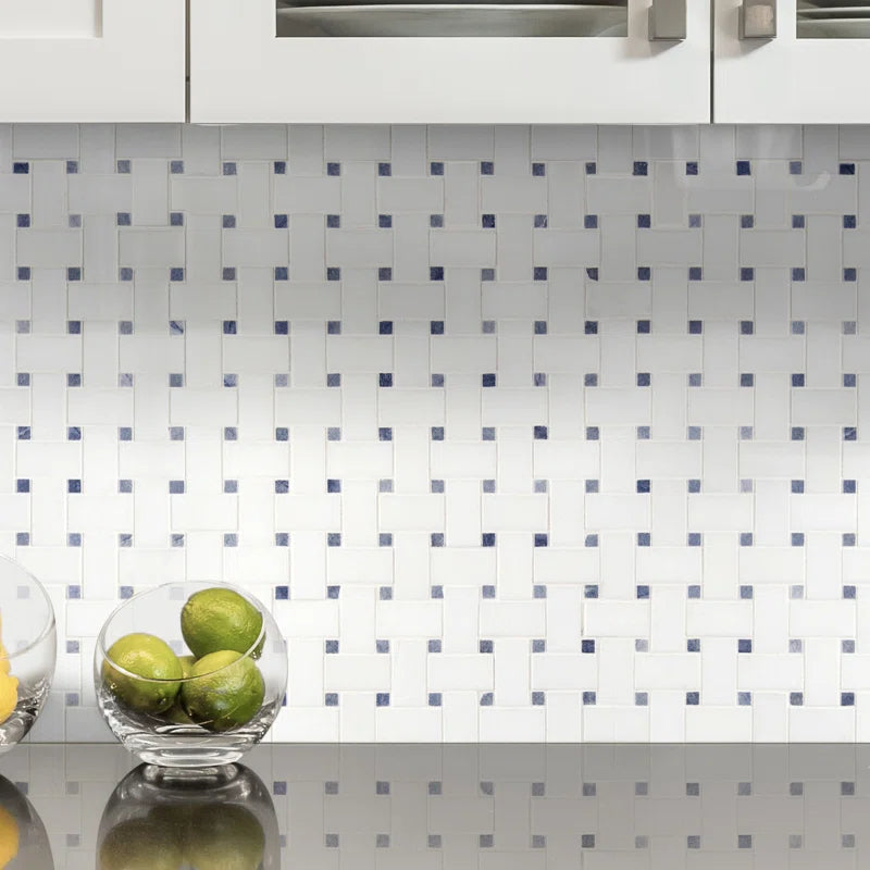 Azula Basketweave 12" X 12" Marble Mesh-Mounted Mosaic Wall and Floor Tile