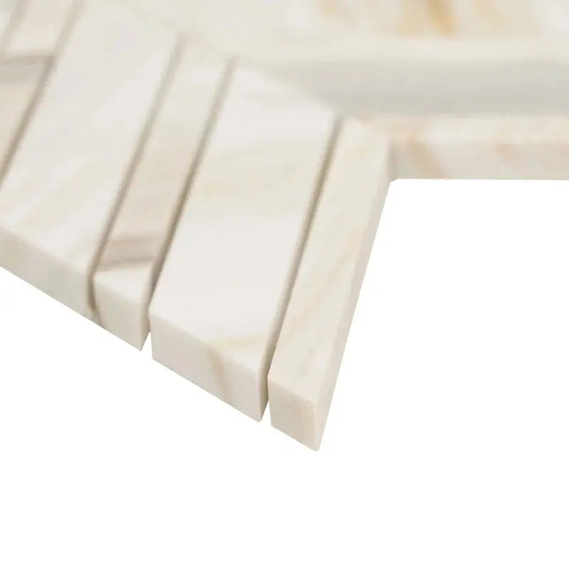 Athena Gold Chevron 12" X 12" Honed Marble Mesh Mounted Mosaic Tile