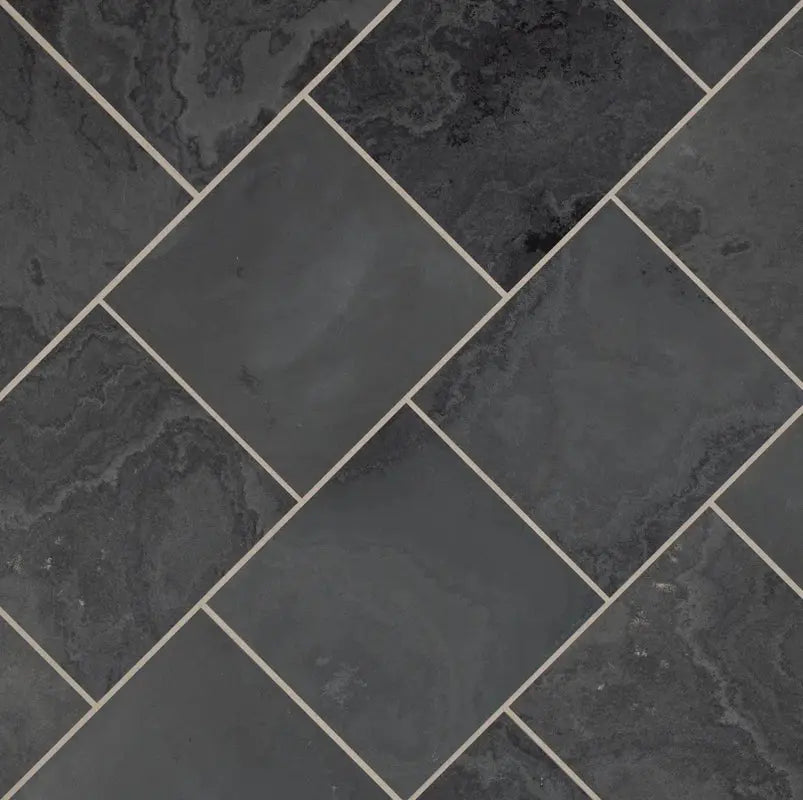 Montauk Black Honed 12" X 12" Slate Floor and Wall Tile
