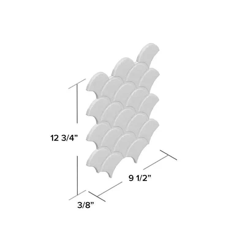 Domino Scallop 10 In. X 13 In. Glossy Porcelain Mosaic Tile