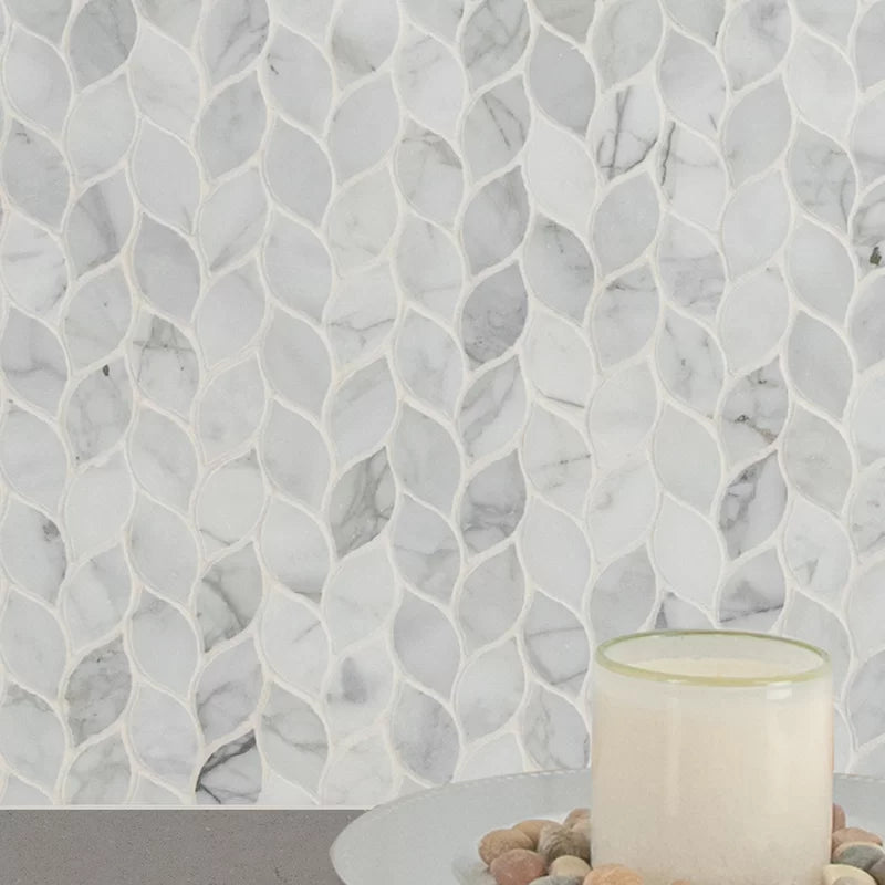Calacatta Blanco Pattern Polished Marble Mosaic Tile