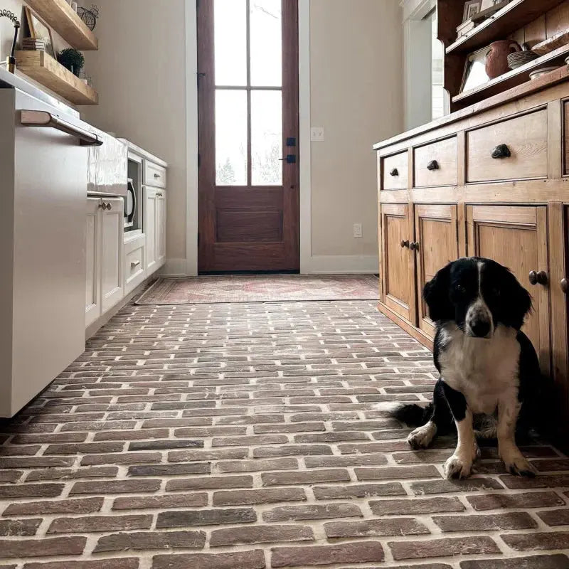 Artisanbrik 10.5" X 28" Textured Clay Brick Mesh-Mounted Mosaic Floor & Wall Tile