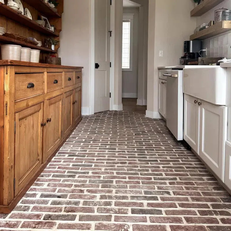 Artisanbrik 10.5" X 28" Textured Clay Brick Mesh-Mounted Mosaic Floor & Wall Tile