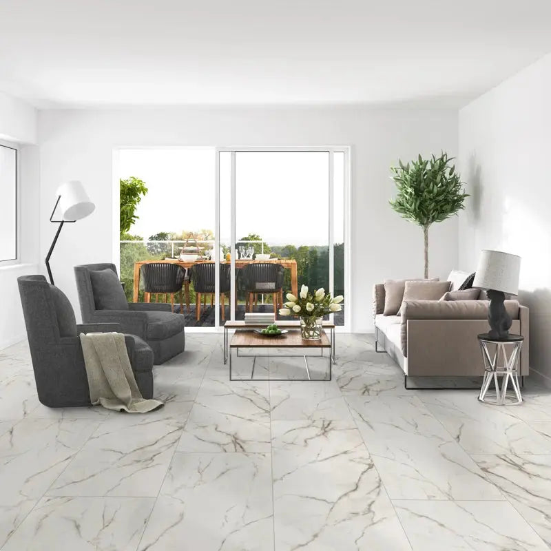 Kaya Calacatta Lucca 24" X 48" Polished Porcelain Marble Look Wall & Floor Tile