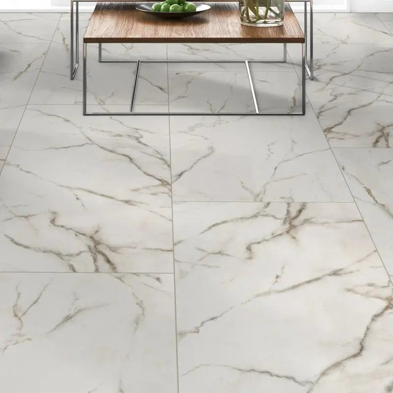Kaya Calacatta Lucca 24" X 48" Polished Porcelain Marble Look Wall & Floor Tile
