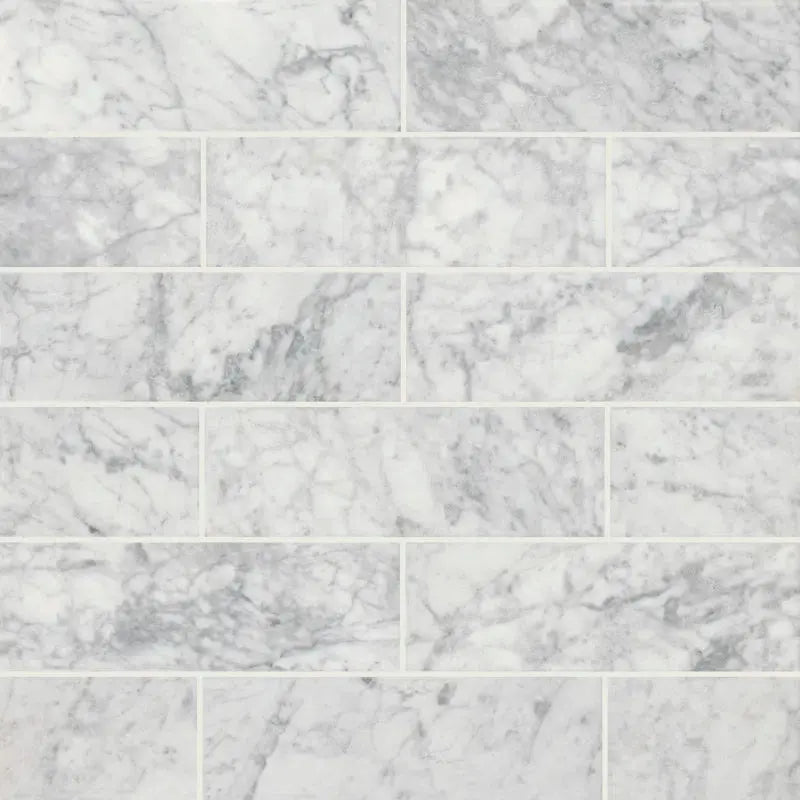 Carrara White 4" X 12" Polished Marble Floor and Wall Tile