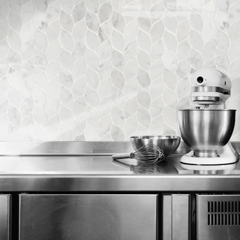 Carrara White Blanco 11.62" X 13.38" Honed Marble Mosaic Tile