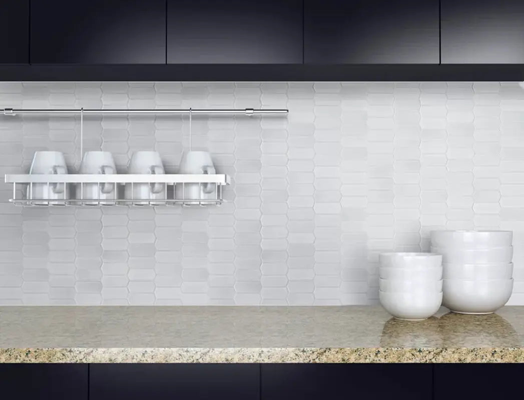 Retro Picket Bianco 2" X 5" Porcelain Honeycomb Mosaic Wall & Floor Tile