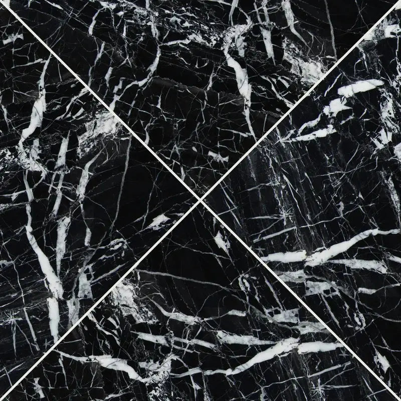 Marquina 12" X 12" Natural Stone Marble Look Wall & Floor Tile