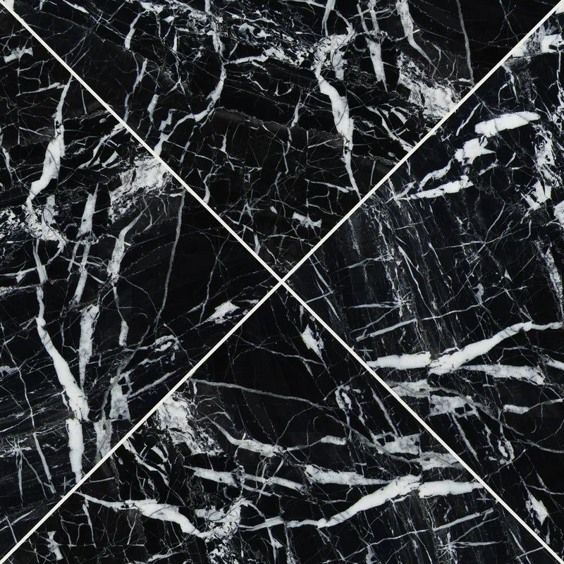 Marquina 12" X 12" Natural Stone Marble Look Wall & Floor Tile