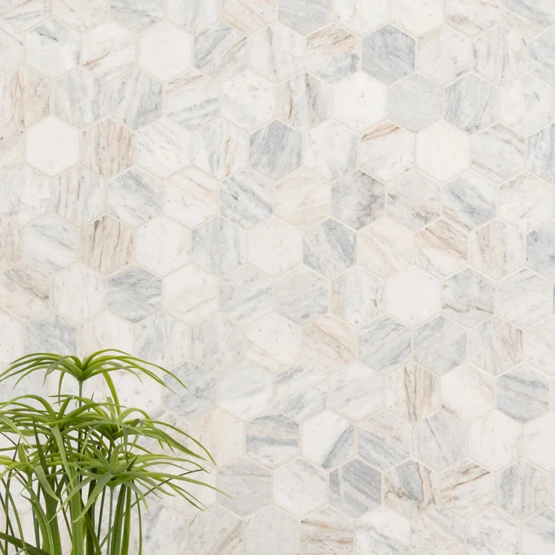 Capri Blue 12" X 11.75" Hexagon Honed Marble Mosaic Tile