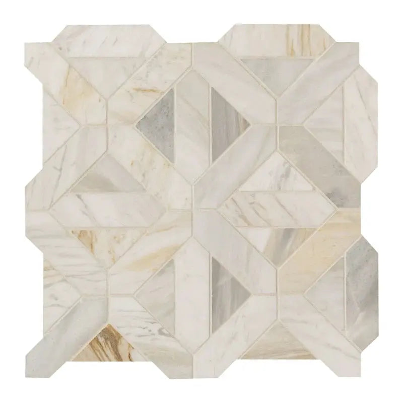 Athena Gold Geometrica 12" X 12" Honed Marble Mesh Mounted Mosaic Tile