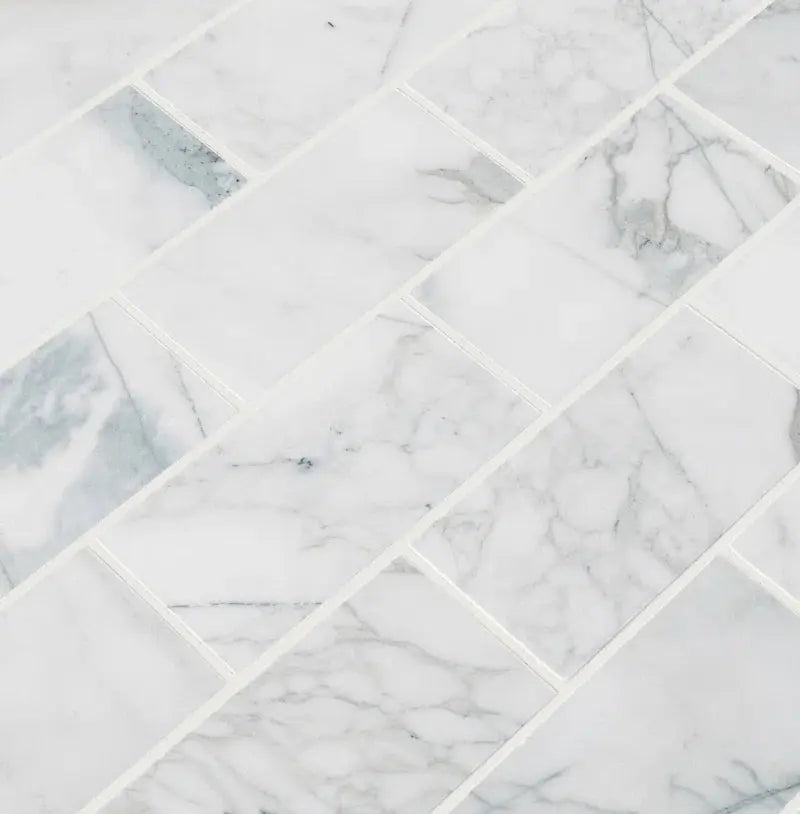 Calacatta Cressa 3" X 6" Marble Subway Wall & Floor Tile