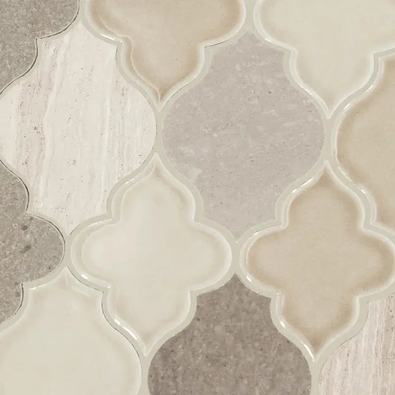 Raine 11" X 10" Natural Stone Arabesque Mosaic Wall Tile