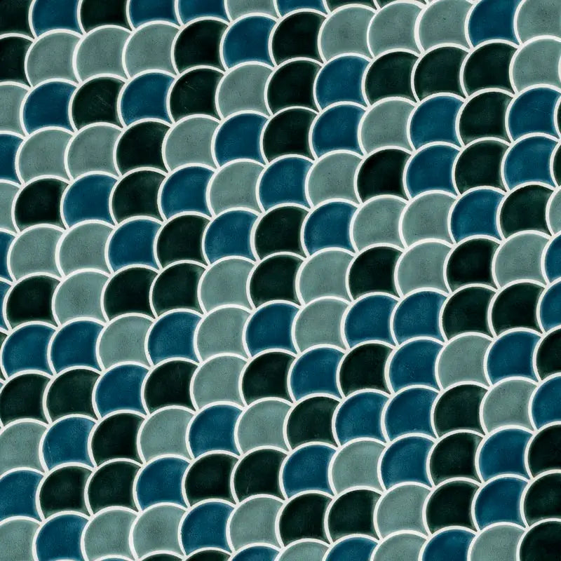 Domino Scallop 10 In. X 13 In. Glossy Porcelain Mosaic Tile