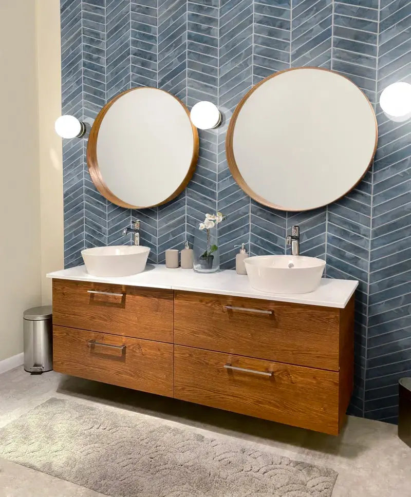 Blue Shimmer Chevron 9.95 In. X 11.85 In. Glass Mesh-Mounted Mosaic Wall Tile