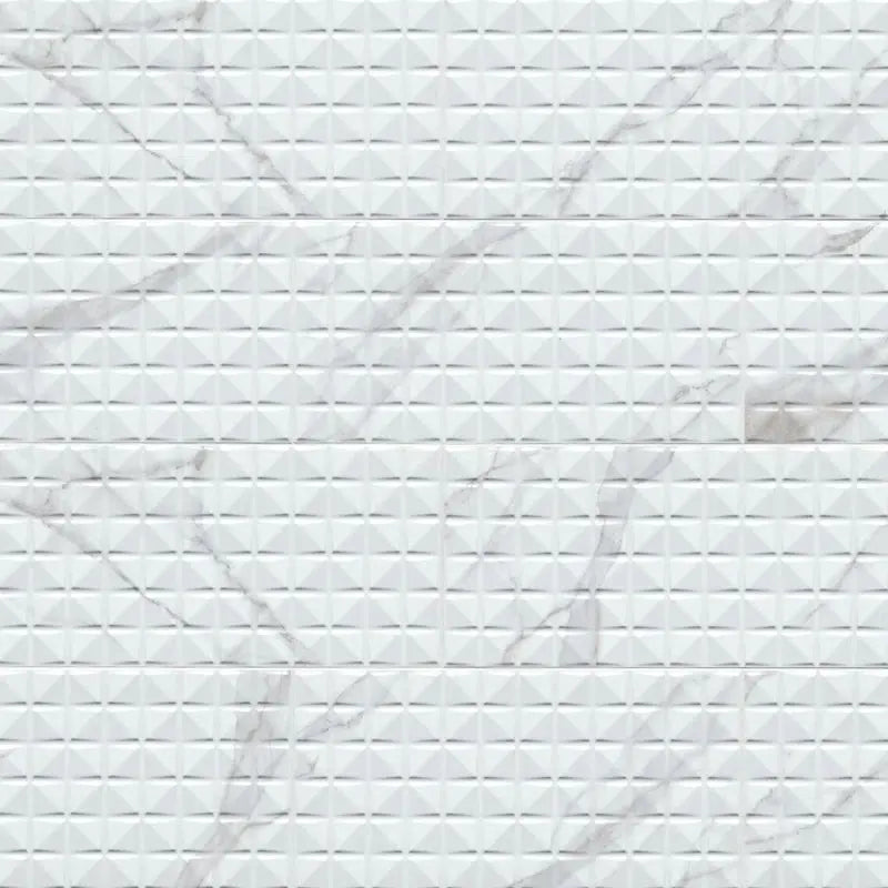 Dymo Statuary Chex 12" X 24" White Glossy Ceramic Wall Tile