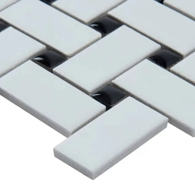 Retro Weave Bianco 12" X 12" Porcelain Mosaic Tile