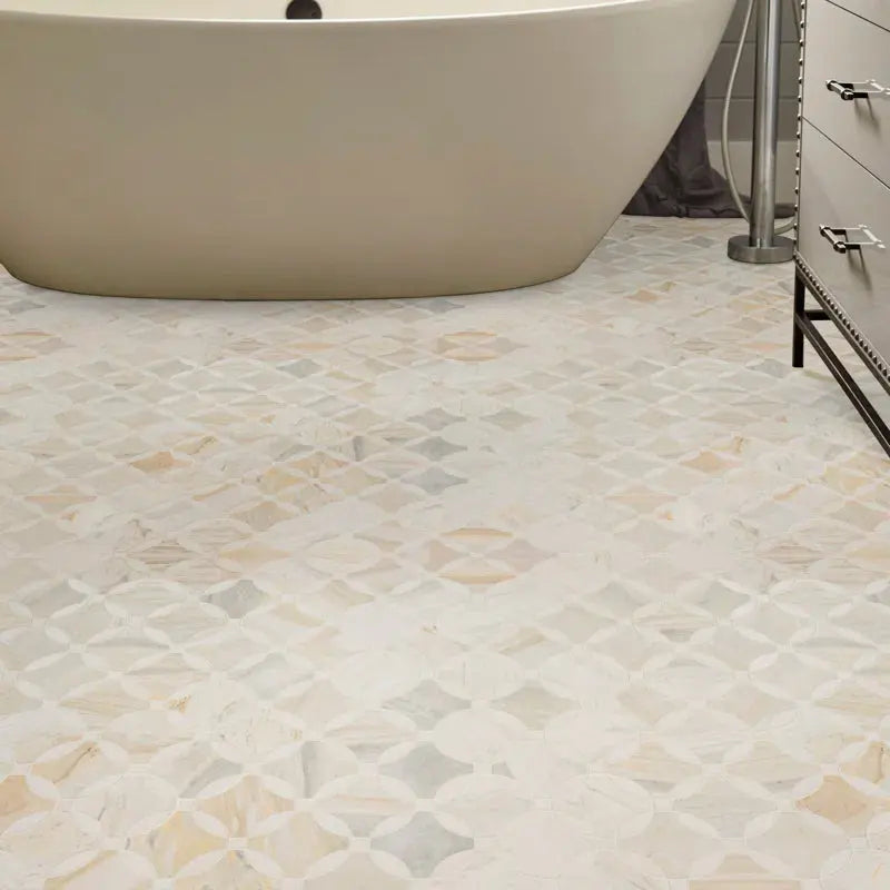 Athena Gold Lola 10.25" X 10.25" Polished Marble Mosaic Tile