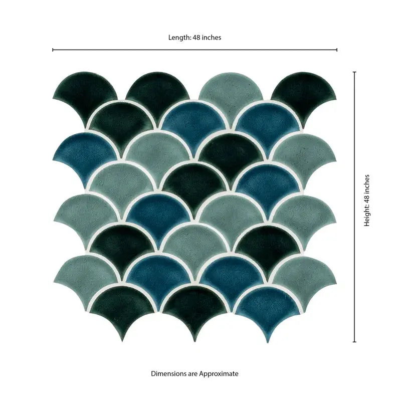 Domino Scallop 10 In. X 13 In. Glossy Porcelain Mosaic Tile