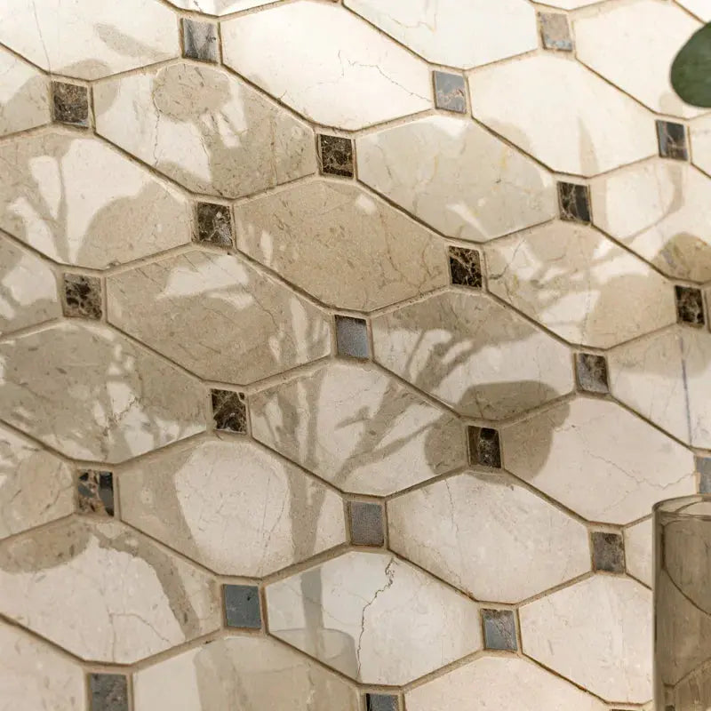 Valencia Blend Elongated Octagon 12.25 In. X 15 In. Polished Marble Mosaic Floor and Wall Tile