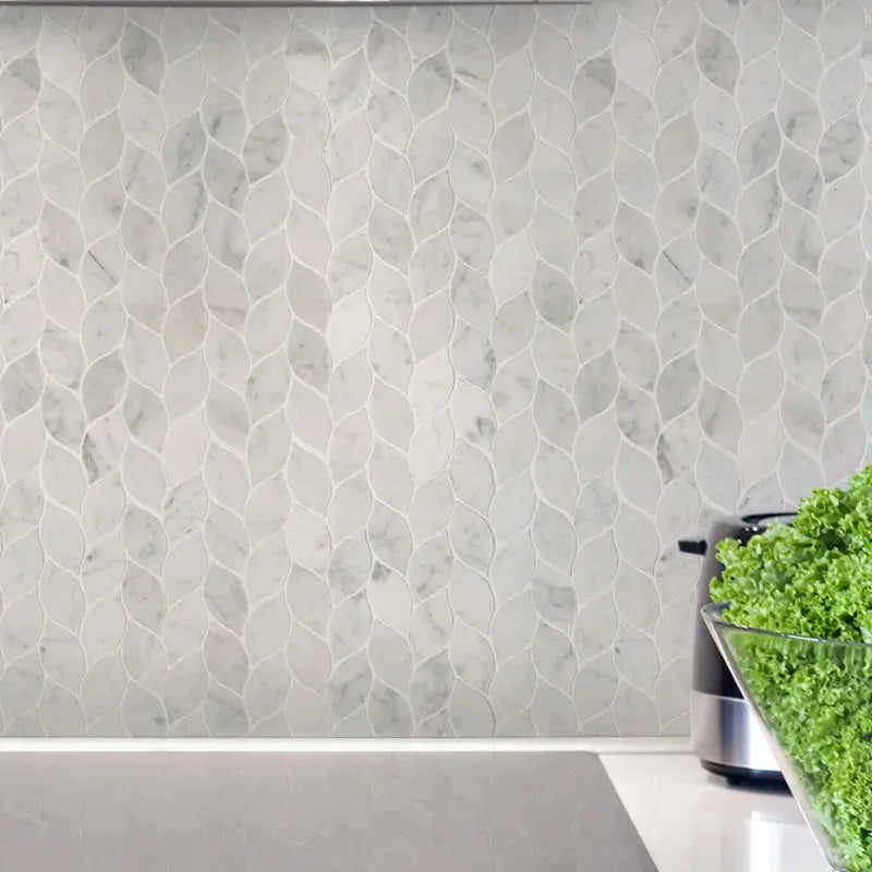 Carrara White Blanco 11.62" X 13.38" Honed Marble Mosaic Tile