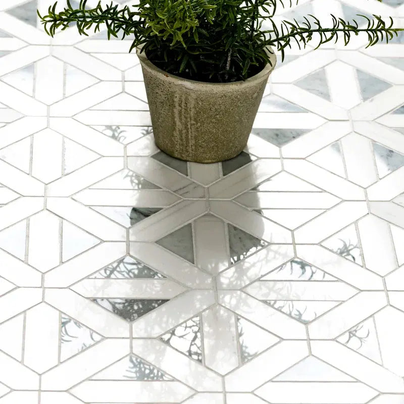 Bianco Dolomite 12" X 12" Marble Grid Mosaic Wall & Floor Tile