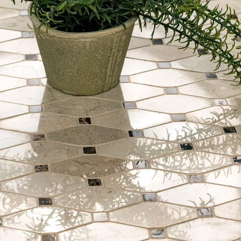 Valencia Blend Elongated Octagon 12.25 In. X 15 In. Polished Marble Mosaic Floor and Wall Tile