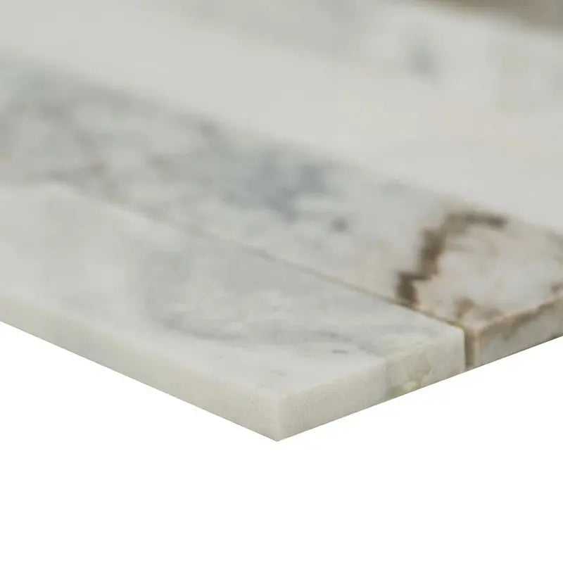 Arabescato Venato White 12" X 12" Stack Honed Marble Mosaic Tile