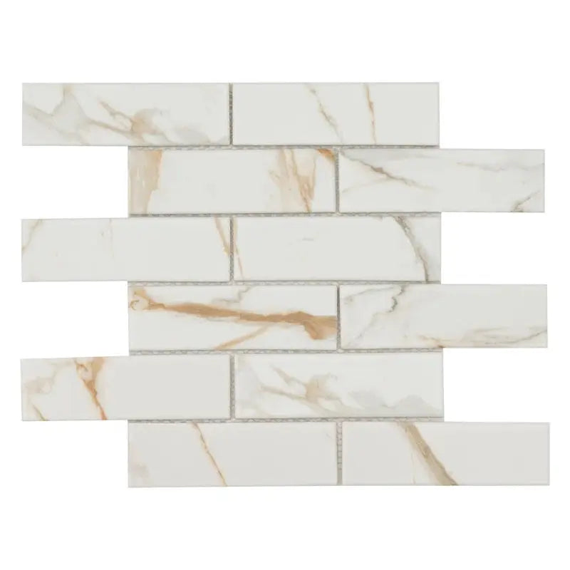 Calcatta Gold Subway 11.46" X 11.69" Matte Porcelain Mosaic Tile