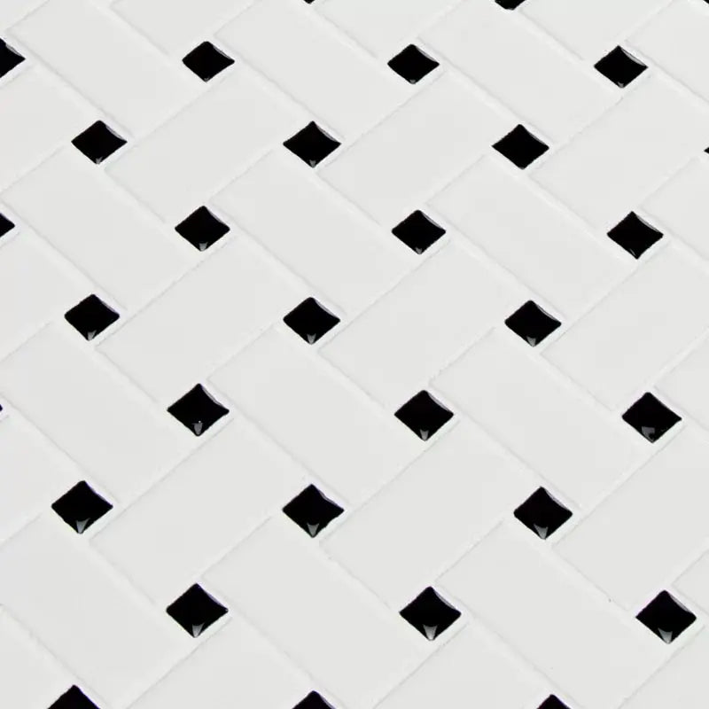 Retro Weave Bianco 12" X 12" Porcelain Mosaic Tile