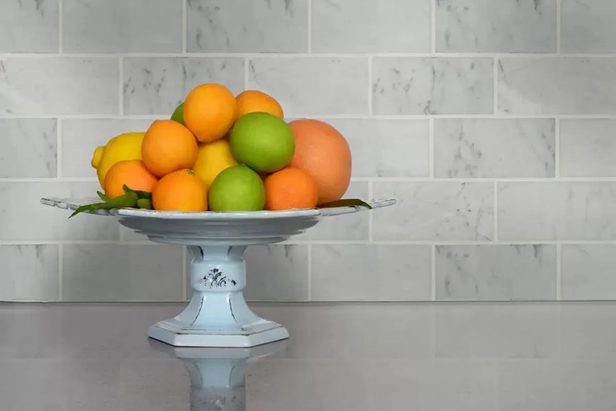 Carrara White 3" X 6" Polished Marble Subway Tile