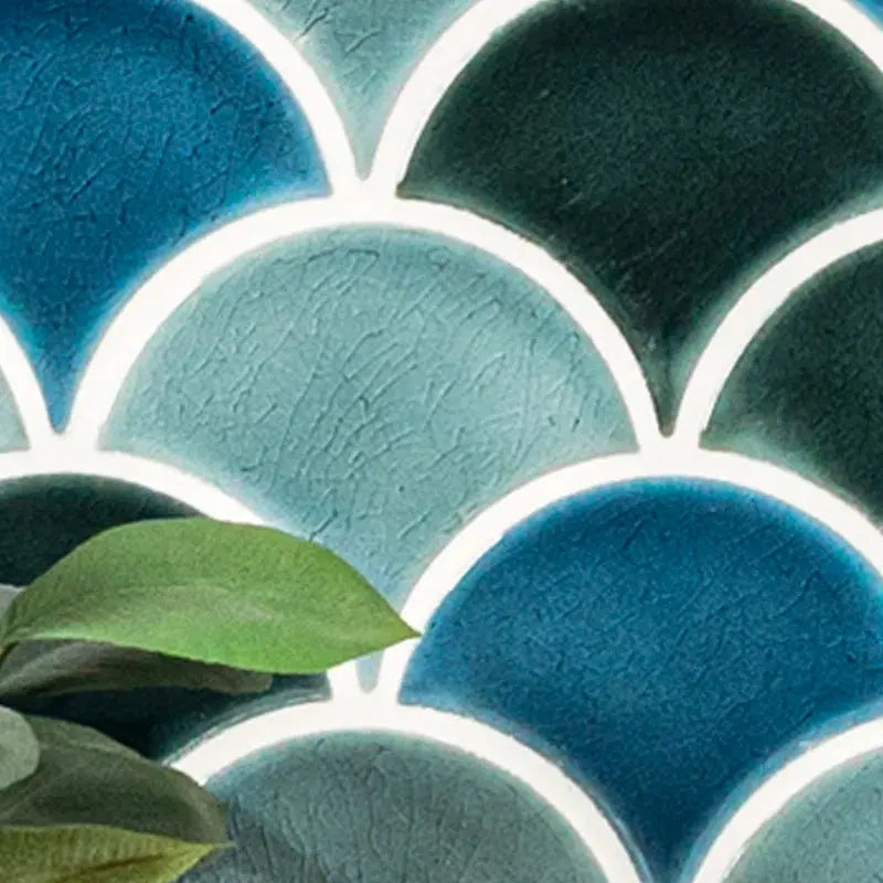 Domino Scallop 10 In. X 13 In. Glossy Porcelain Mosaic Tile