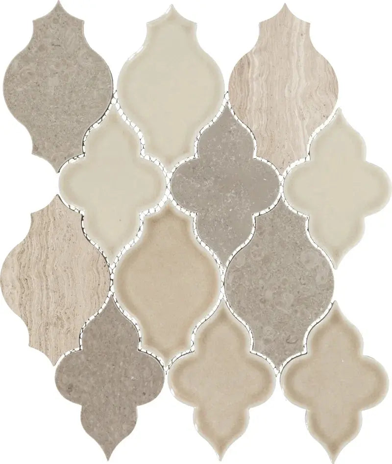 Raine 11" X 10" Natural Stone Arabesque Mosaic Wall Tile