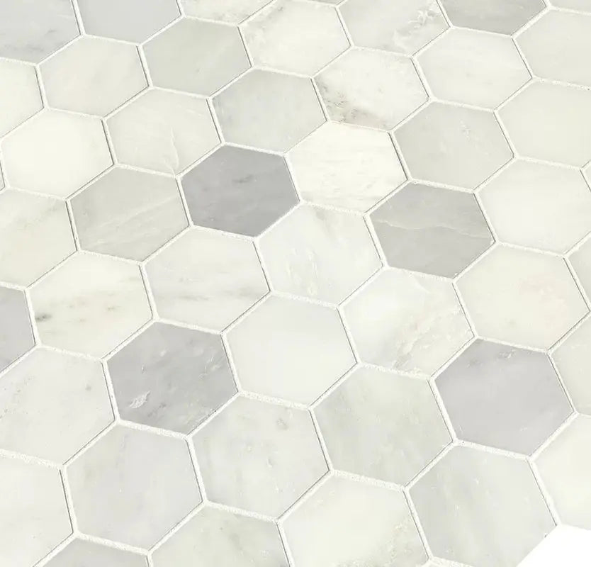 Greecian 3" X 3" Marble Honeycomb Mosaic Wall & Floor Tile