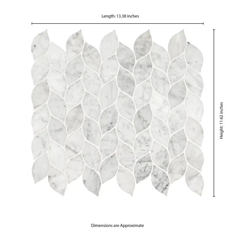 Carrara White Blanco 11.62" X 13.38" Honed Marble Mosaic Tile