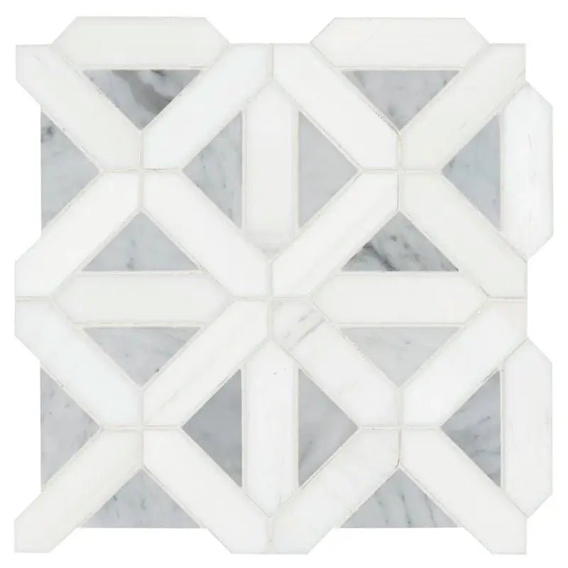 Bianco Dolomite 12" X 12" Marble Grid Mosaic Wall & Floor Tile