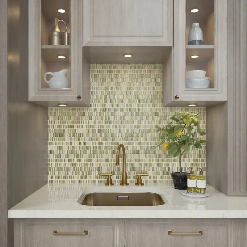 Clio  Random Sized Glass Mosaic Tile in Nox