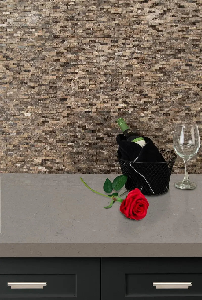 Emperador Marble Splitface Tile in Brown