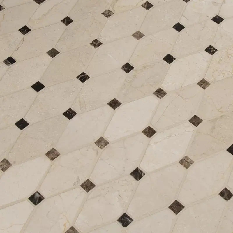 Valencia Blend Elongated Octagon 12.25 In. X 15 In. Polished Marble Mosaic Floor and Wall Tile