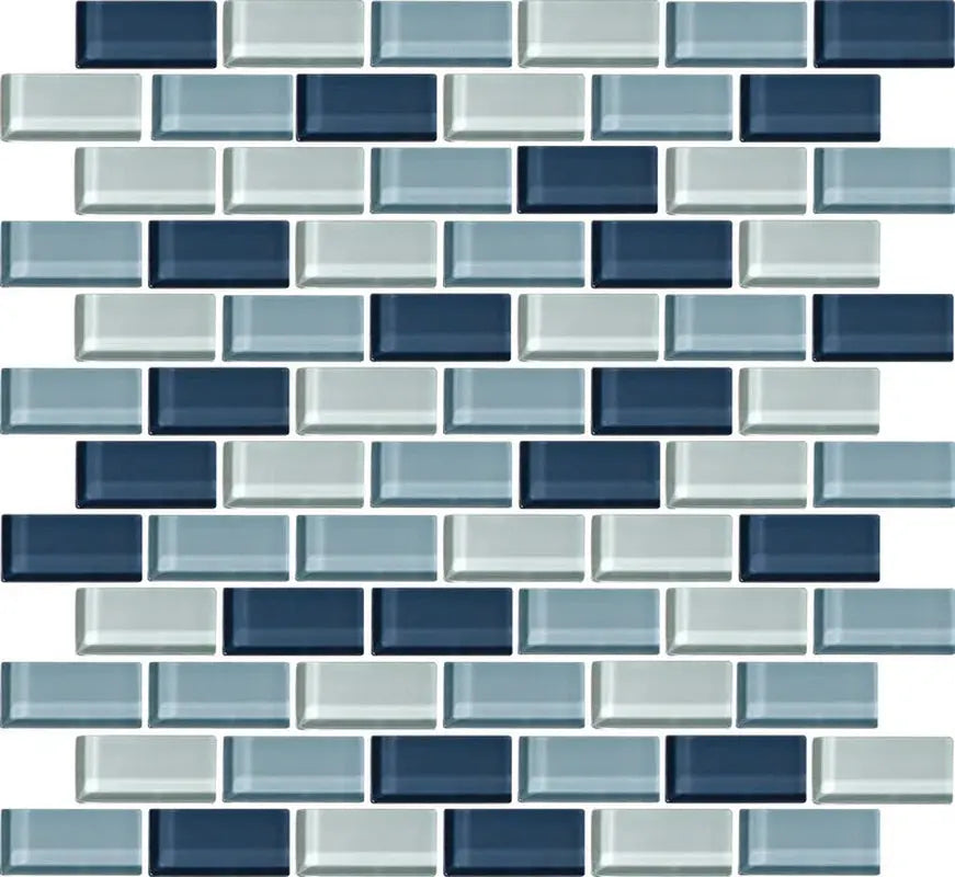 Color Wave 1" X 2" Glass Mosaic Tile in Winter Blues