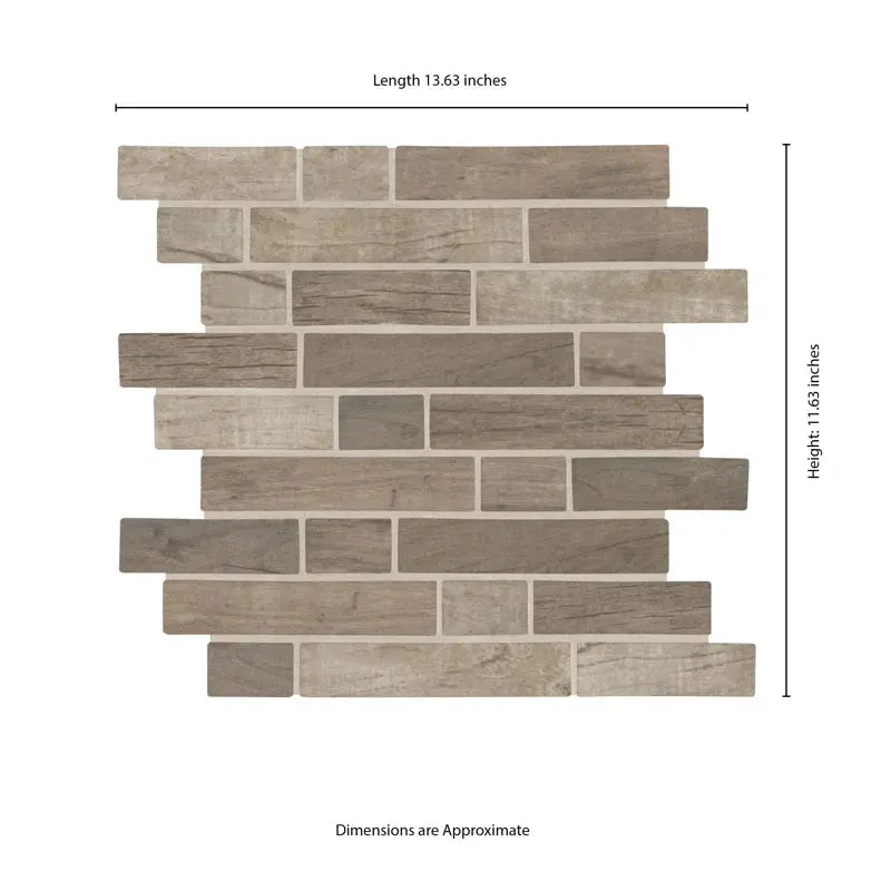 Interlocking Random Sized Glass/Stone Mosaic Tile in Gray/Taupe